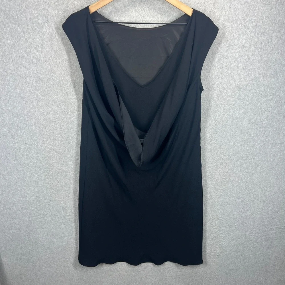 Trina Turk Shift Dress Women M Black Cowl Back Sleeveless Mini EUC